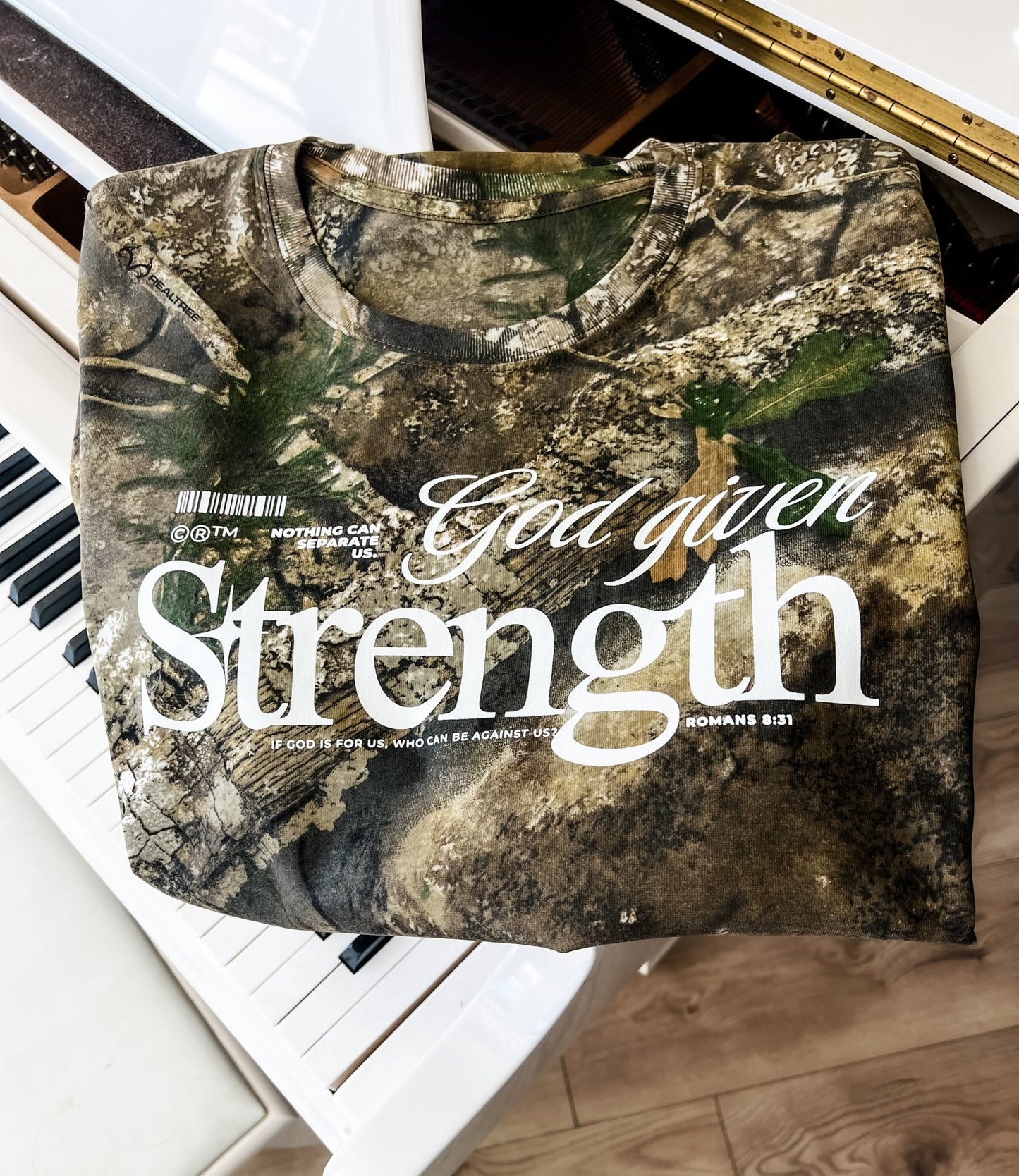 God Given Strength Oversized Weighted Camouflage Tshirt Christian Apparel Faith Love - Loving God