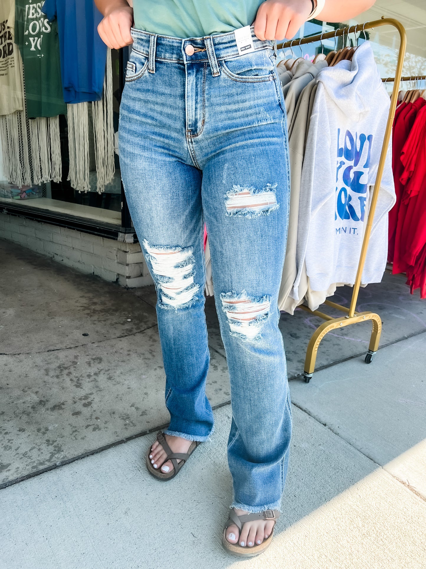 Loving God | Hadleigh Distressed Boot Cut Judy Blue Denim Jeans