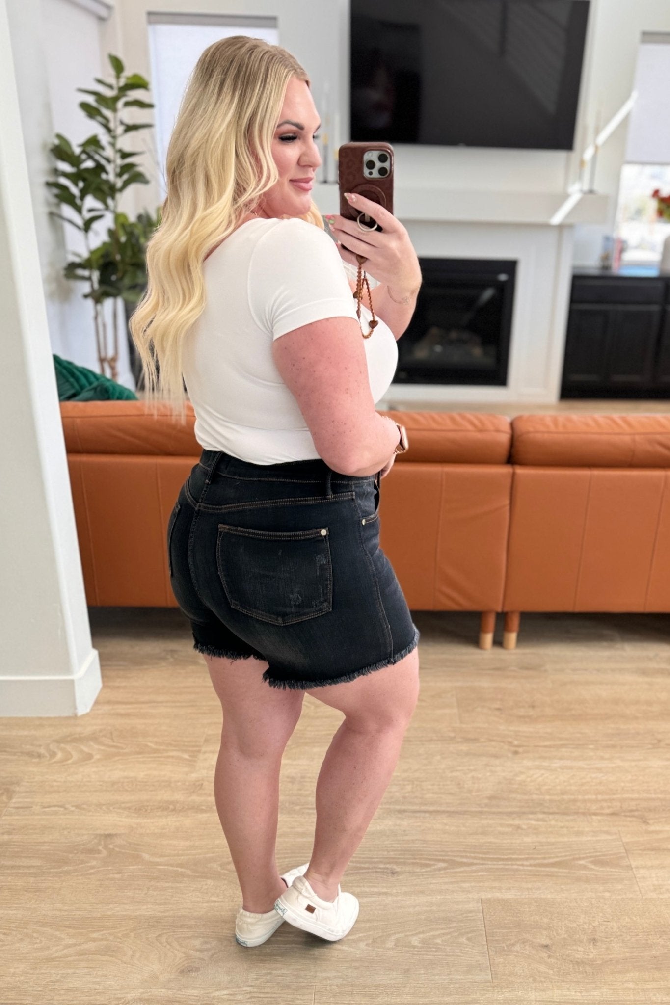 Ember High Rise Control Top Fray Hem Shorts - Loving God