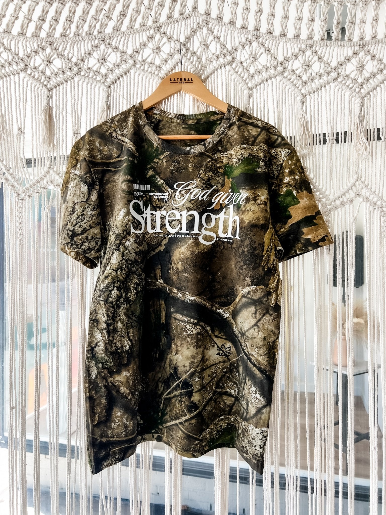 God Given Strength Oversized Weighted Camouflage Tshirt Christian Apparel Faith Love - Loving God
