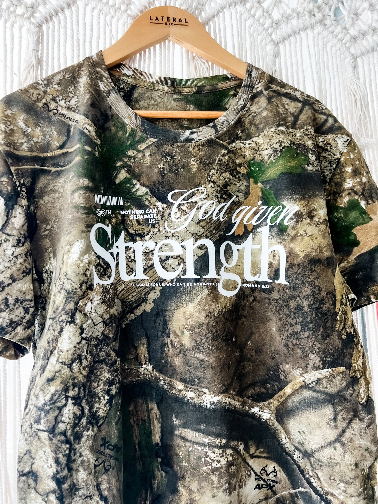 God Given Strength Oversized Weighted Camouflage Tshirt Christian Apparel Faith Love - Loving God