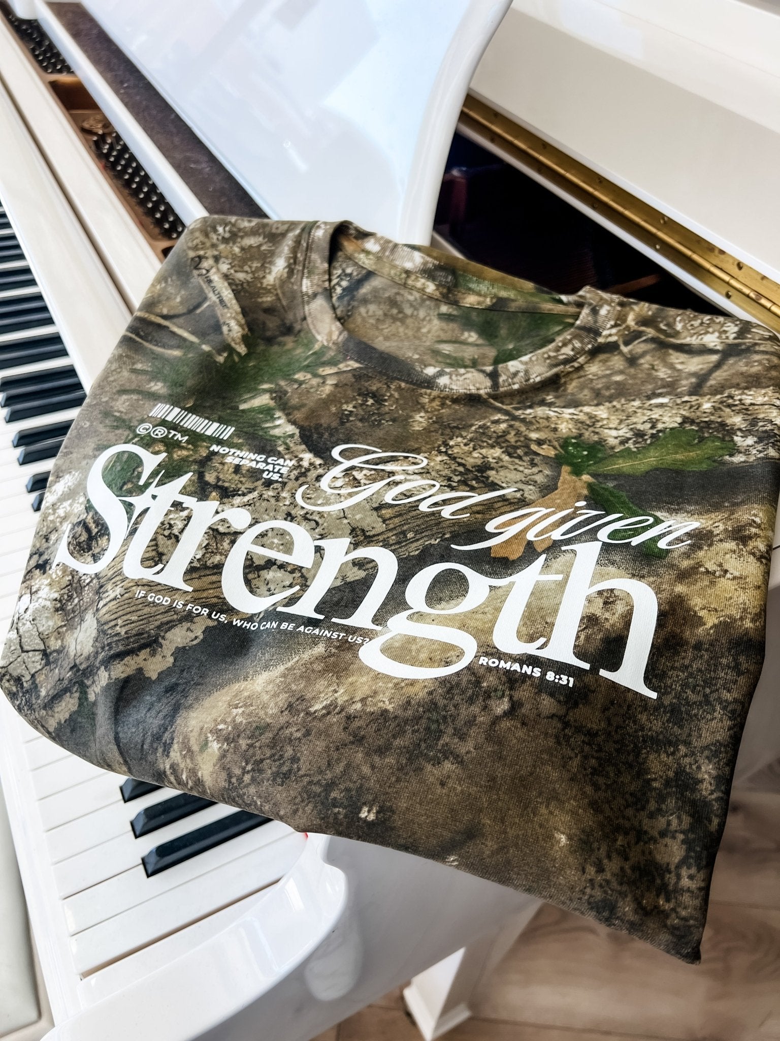 God Given Strength Oversized Weighted Camouflage Tshirt Christian Apparel Faith Love - Loving God