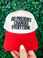 Loving God | His Presence Changes Everything Hat Snapback Adjustable Red Bill Black Puff Embroidered Unisex - Loving God