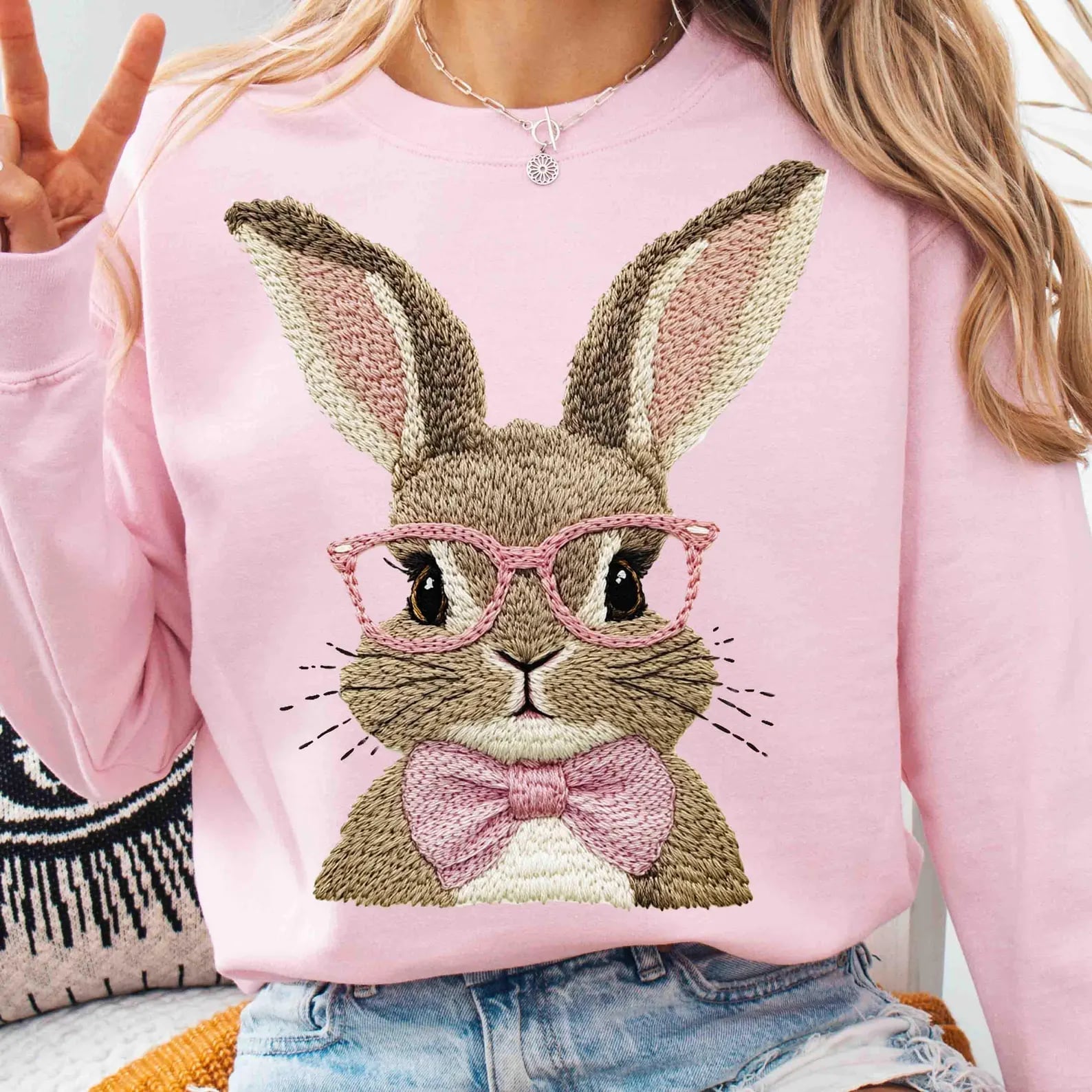 One Smart Bunny Graphic Sweatshirt in Three Colors - Loving God