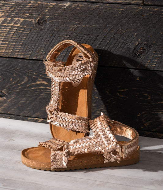 River Dance Woven Sandal in Champagne - Loving God